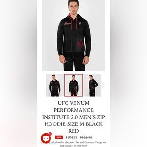 NWT -Venom UFC Performance zip jacket. Size Medium
